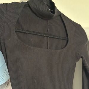 Reformation Black Ribbed Knit Top